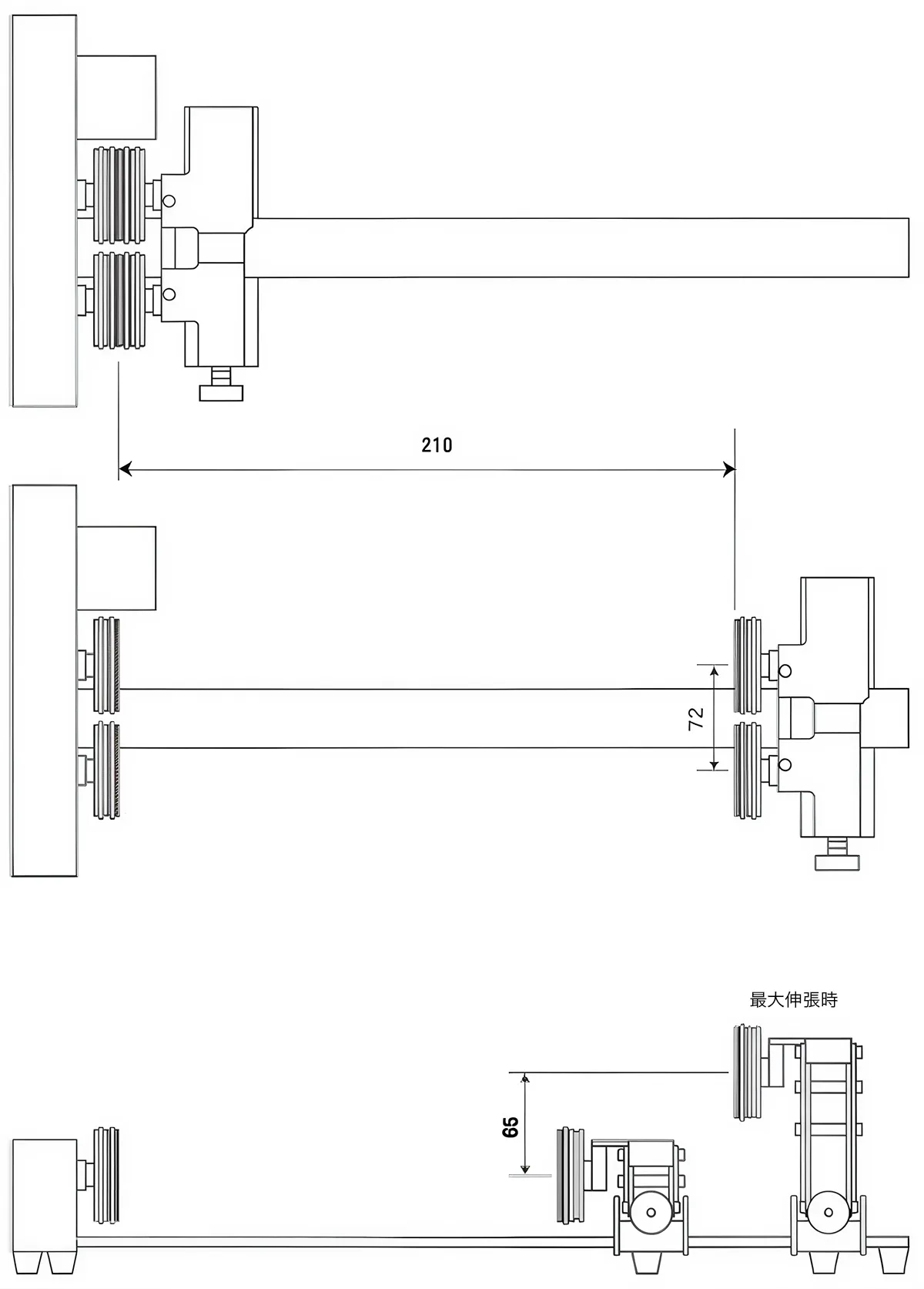 ローラー式回転加工機平面図